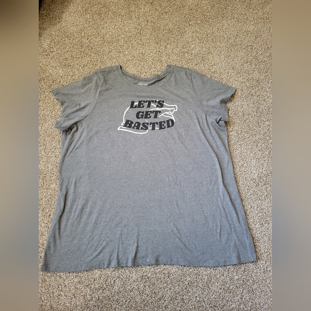 Torrid Classic Fit Gray Lets get basted turkey Plus size  T-Shirt